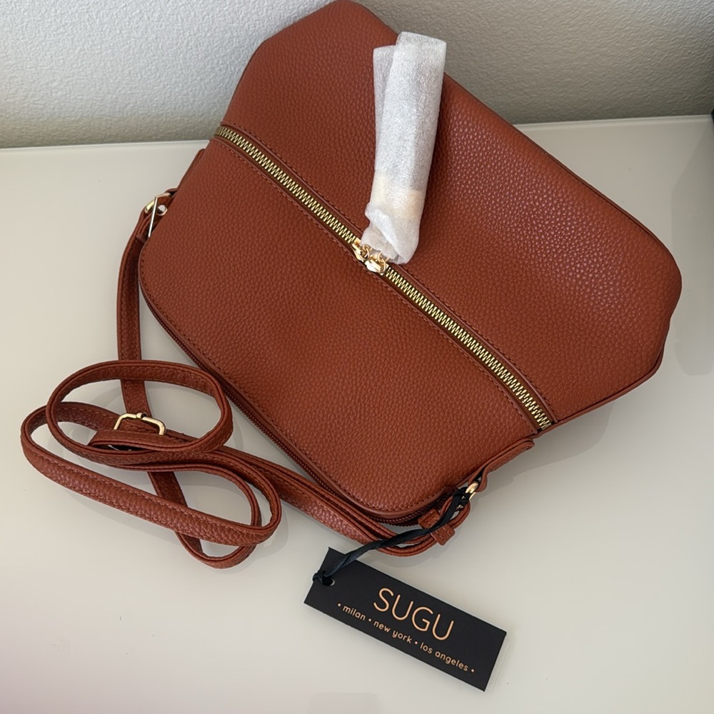 Vegan Leather Brown Crossbody Tassel Bag - Powerhouse Purse - Picture 4 of 9